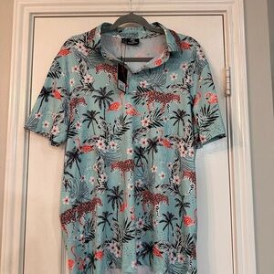 Greenside Golf African Oasis Tropical Short Sleeve Polo Shirt Men’s